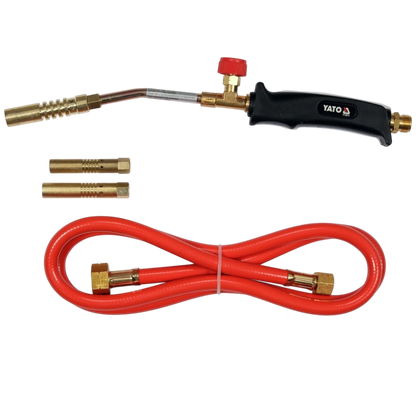 Gasbrenner 4kW 288 g/h 1300°C Lötgerät Gaslötgerät 360mm Abflammgerät Adapter