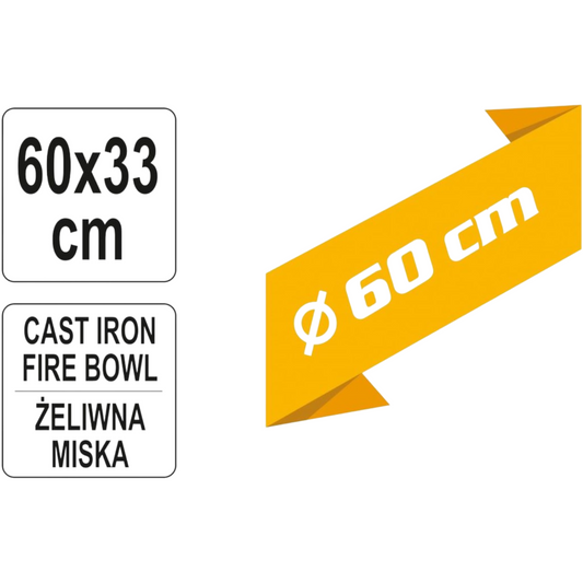 Feuerschale 60 x 20 cm Feuerstelle Holz Lagerfeuer Garten Terrasse Gußeisen 4mm