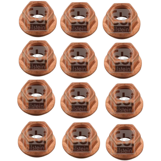 12 Febi Kupfermutter Krümmer Bund M8 x 1,25 Cu-Muttern Auspuff Selbstsichernd 12