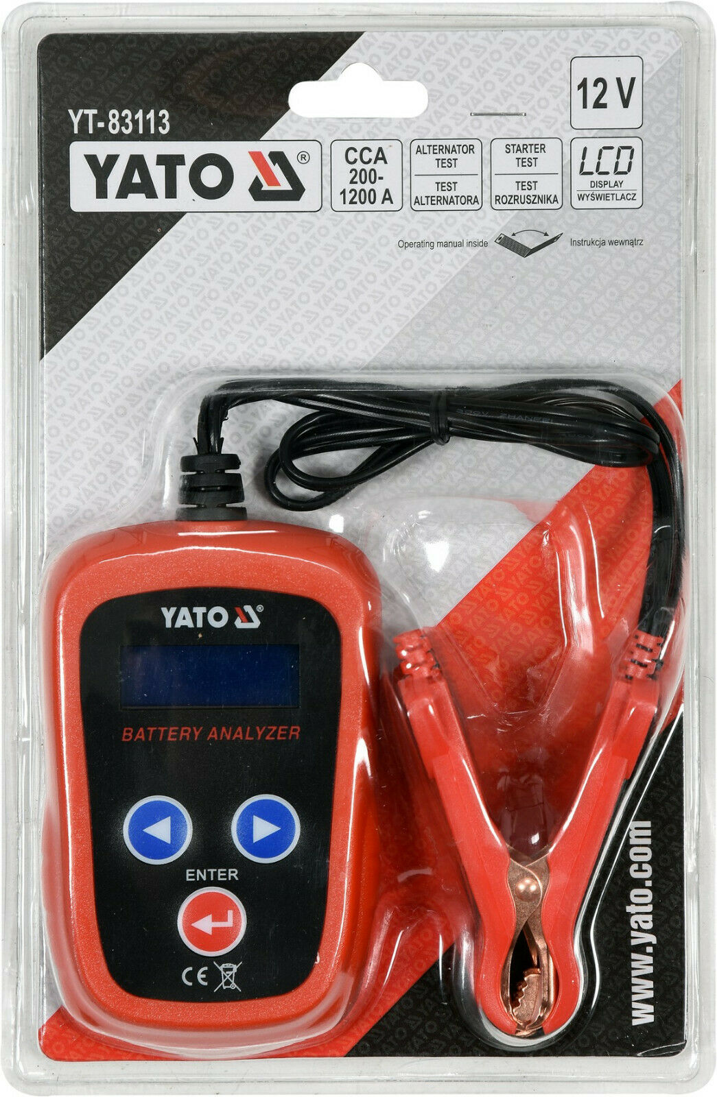 YATO YT-83113 Battery test device Battery tester Digital test device Tension knife