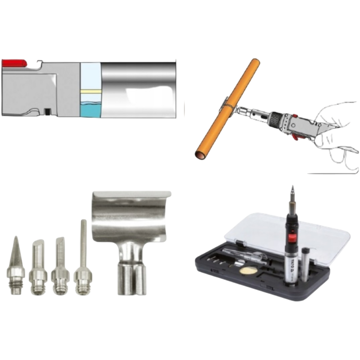 Gaslötkolben Set 450° Heißluftpistole 600° Gasbrenner 1300° 30-125W Butan Propan