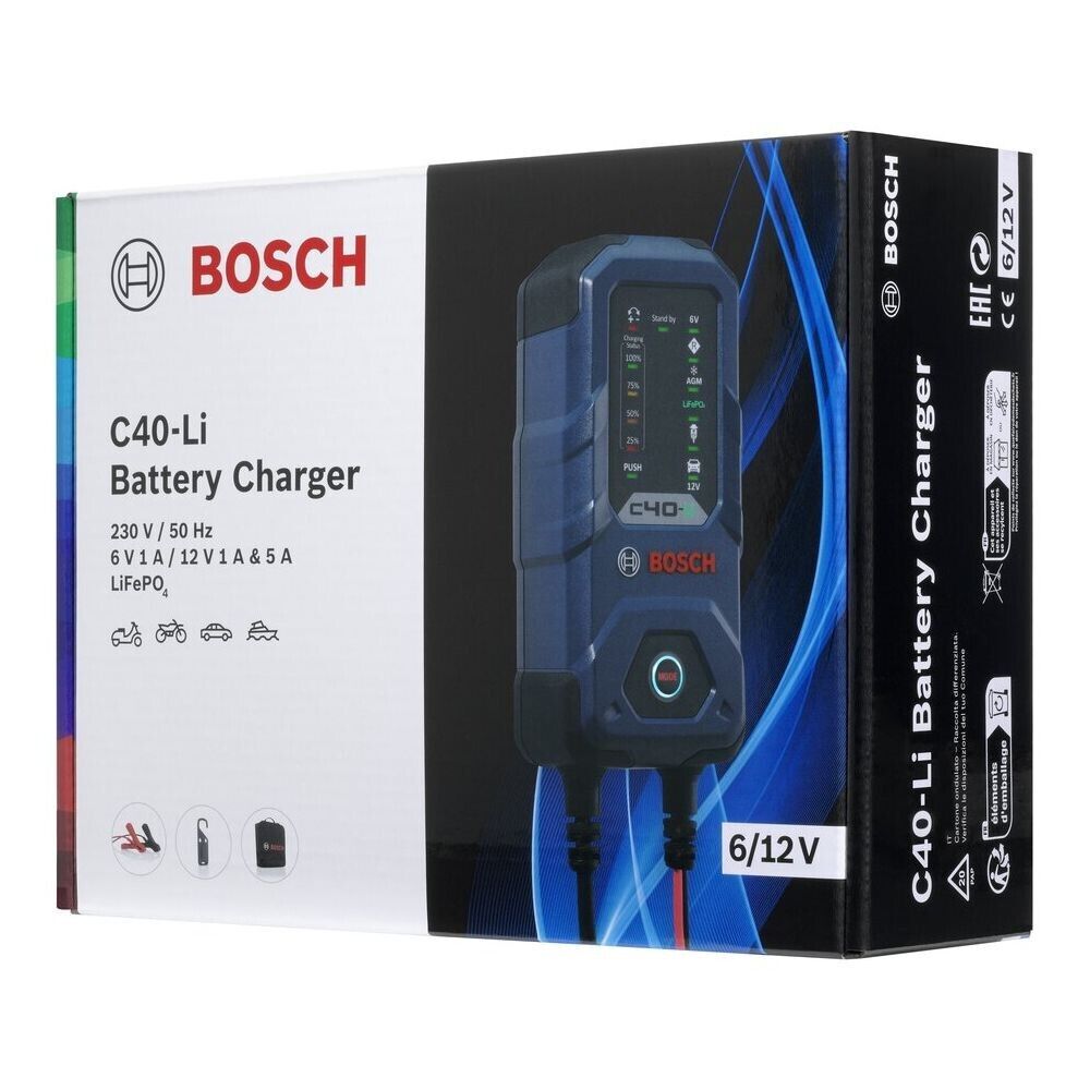 Bosch C40-Li Kfz-Batterieladegerät 5A Regenerations- Erhaltungs- Funktion 6/12V