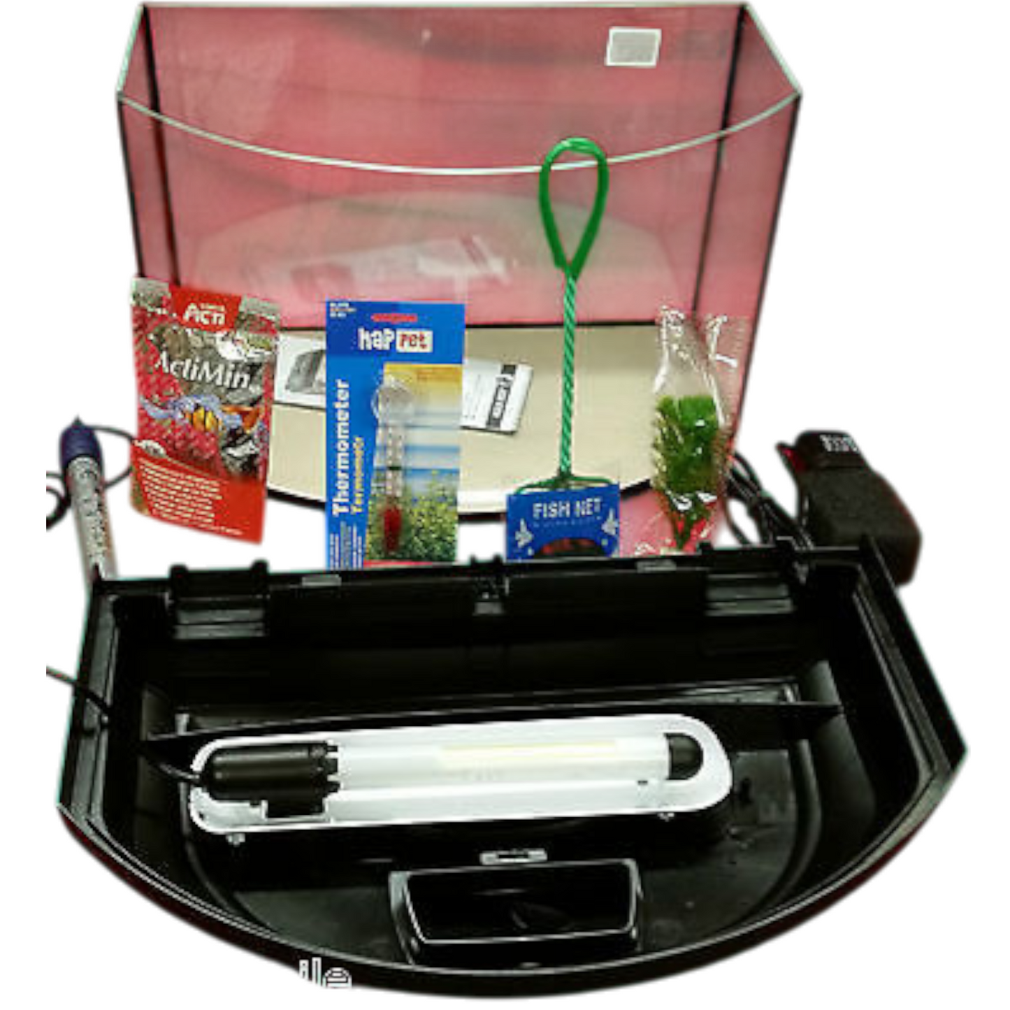 Kinder Aquarien Set 20L LED Panorama Becken Komplett Aquarium Oval 40x25x25 Nano