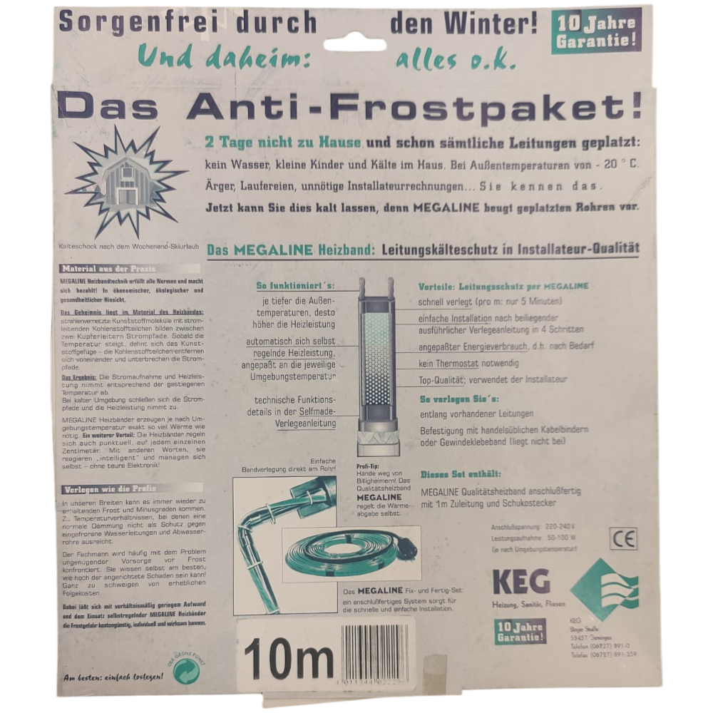 10m Heizkabel Rohrbegleitheizung Frostschutz Wasserleitung Heizband Heizleitung