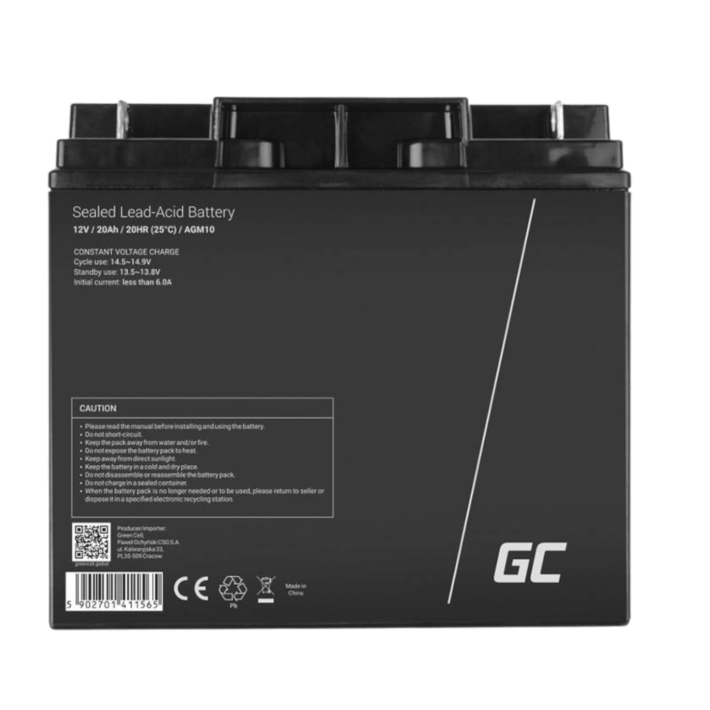 Nachladbare Batterie AGM VRLA für Motor, Rasenmäher, Boot 12V 20Ah Green Cell