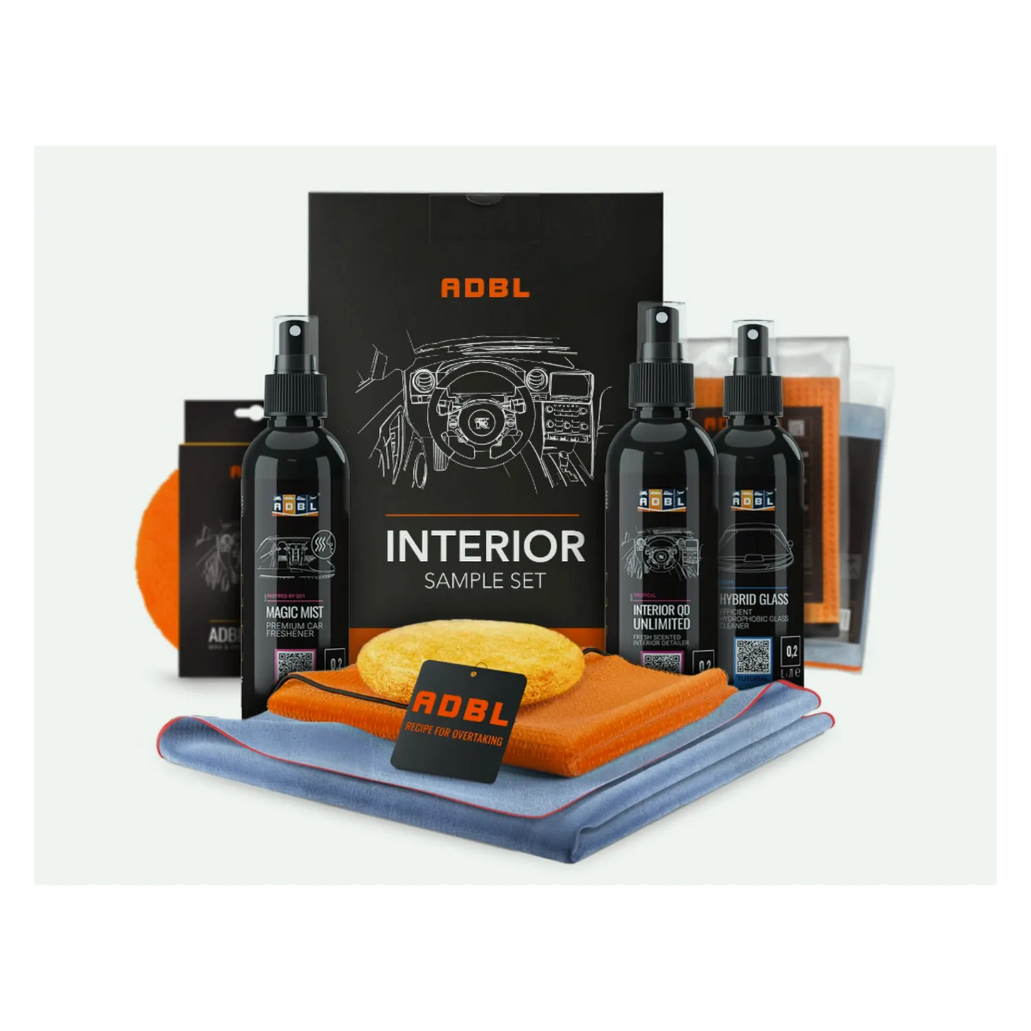 ADBL Interior Set Innenraumreiniger Glasreiniger Innenraumduft Mikrofasertuch
