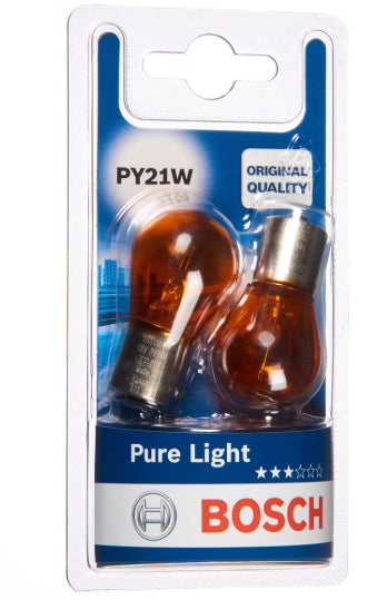 2x Bosch PY21W BAU15S Glühlampe Orange Blinker für BMW Audi VW Skoda Seat Ford