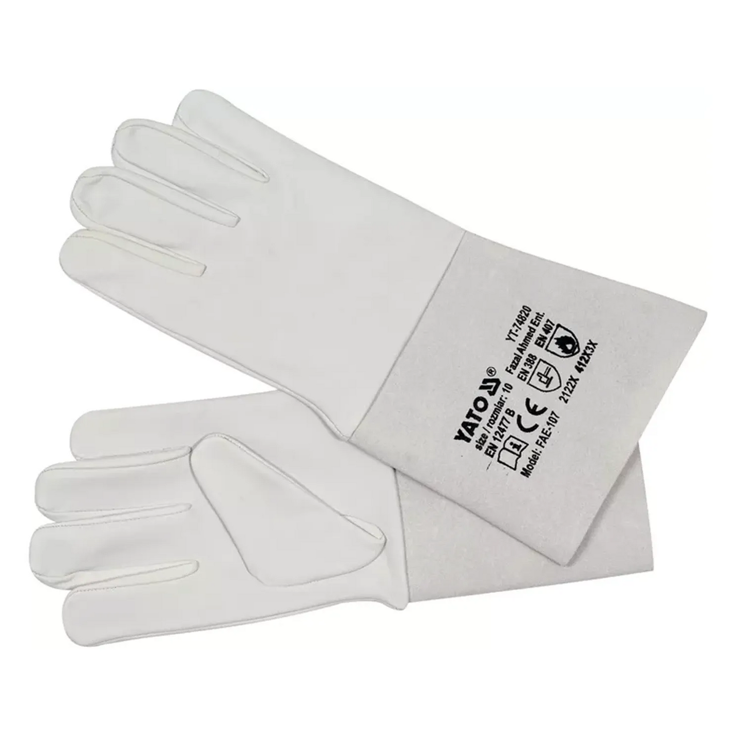 Gr. 10 Schweißerhandschuhe Arbeitshandschuhe hitzebestäng WIG MIG Leder weiß