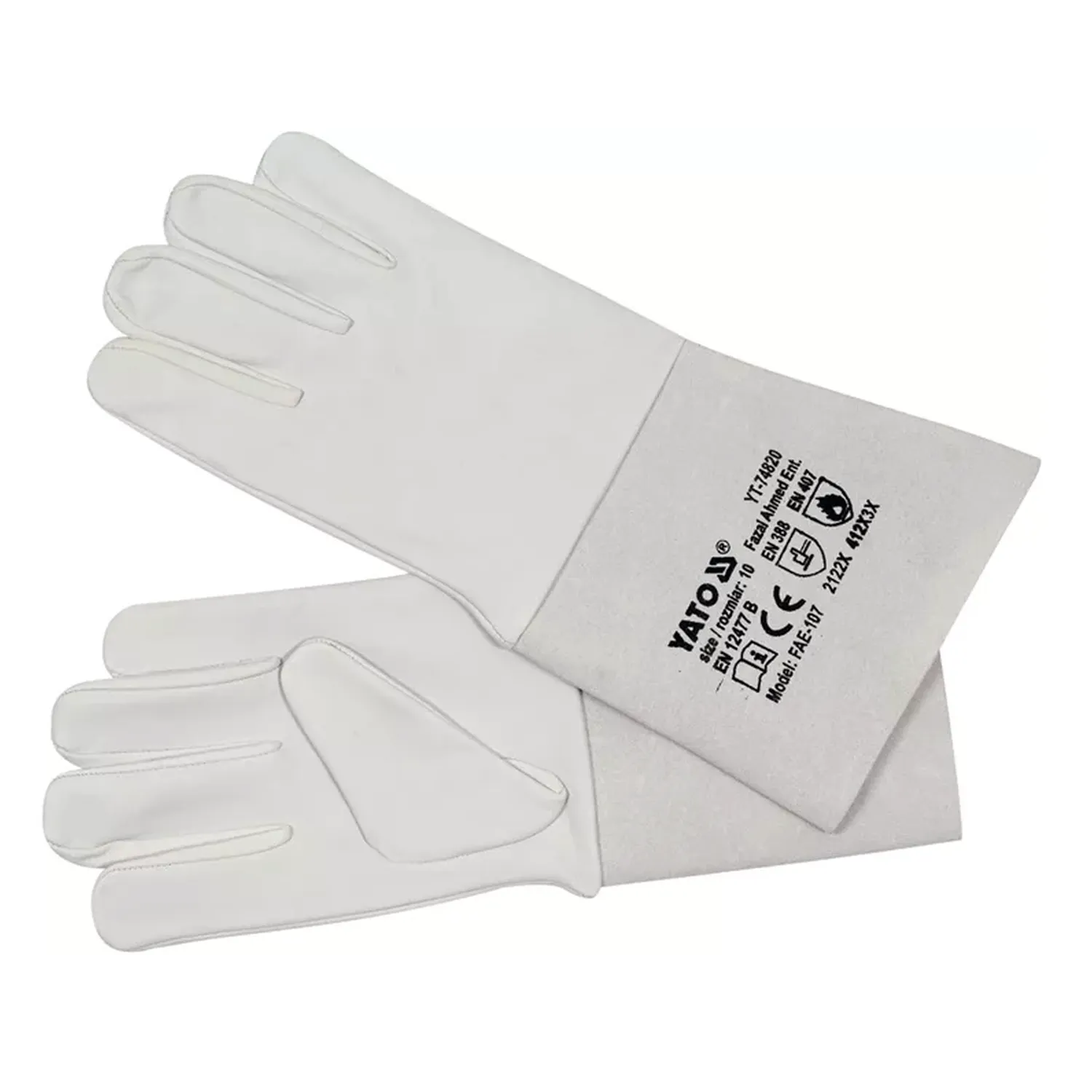 Gr. 10 Schweißerhandschuhe Arbeitshandschuhe hitzebestäng WIG MIG Leder weiß