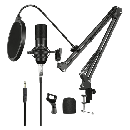 Tischmikrofon Kondensatormikrofon Set Standfuß Schwenkarm Schwarz Studio PC
