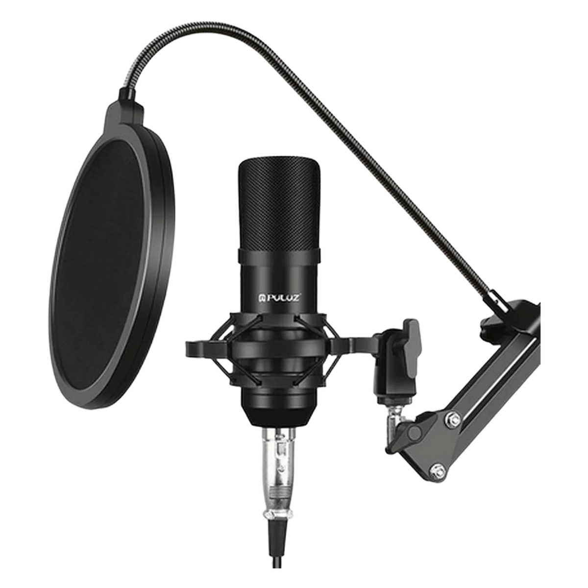Tischmikrofon Kondensatormikrofon Set Standfuß Schwenkarm Schwarz Studio PC