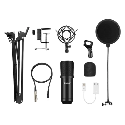 Tischmikrofon Kondensatormikrofon Set Standfuß Schwenkarm Schwarz Studio PC