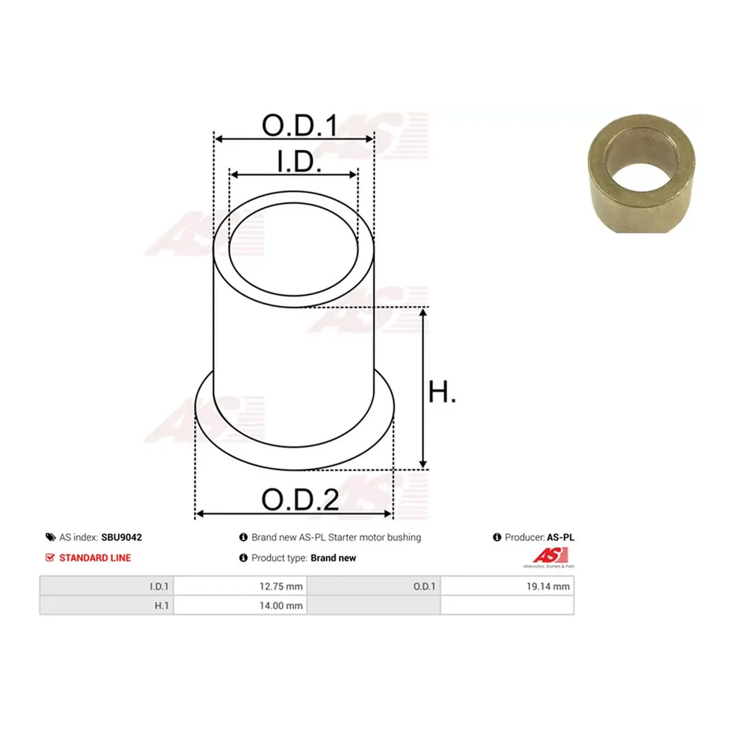 Buchse Starterwelle Anlasser Starter 19x12.8x13.5 für BMW VW Audi Skoda Seat Kia