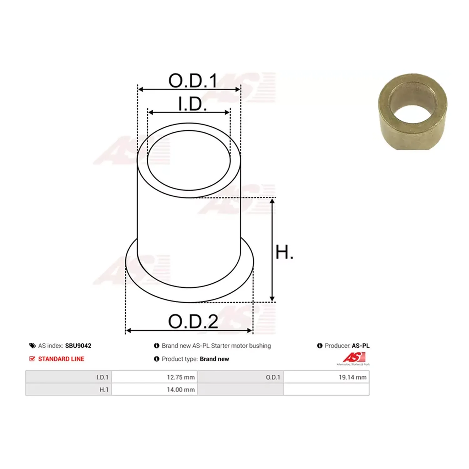 Buchse Starterwelle Anlasser Starter 19x12.8x13.5 für BMW VW Audi Skoda Seat Kia