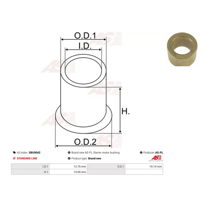 Buchse Starterwelle Anlasser Starter 19x12.8x13.5 für BMW VW Audi Skoda Seat Kia
