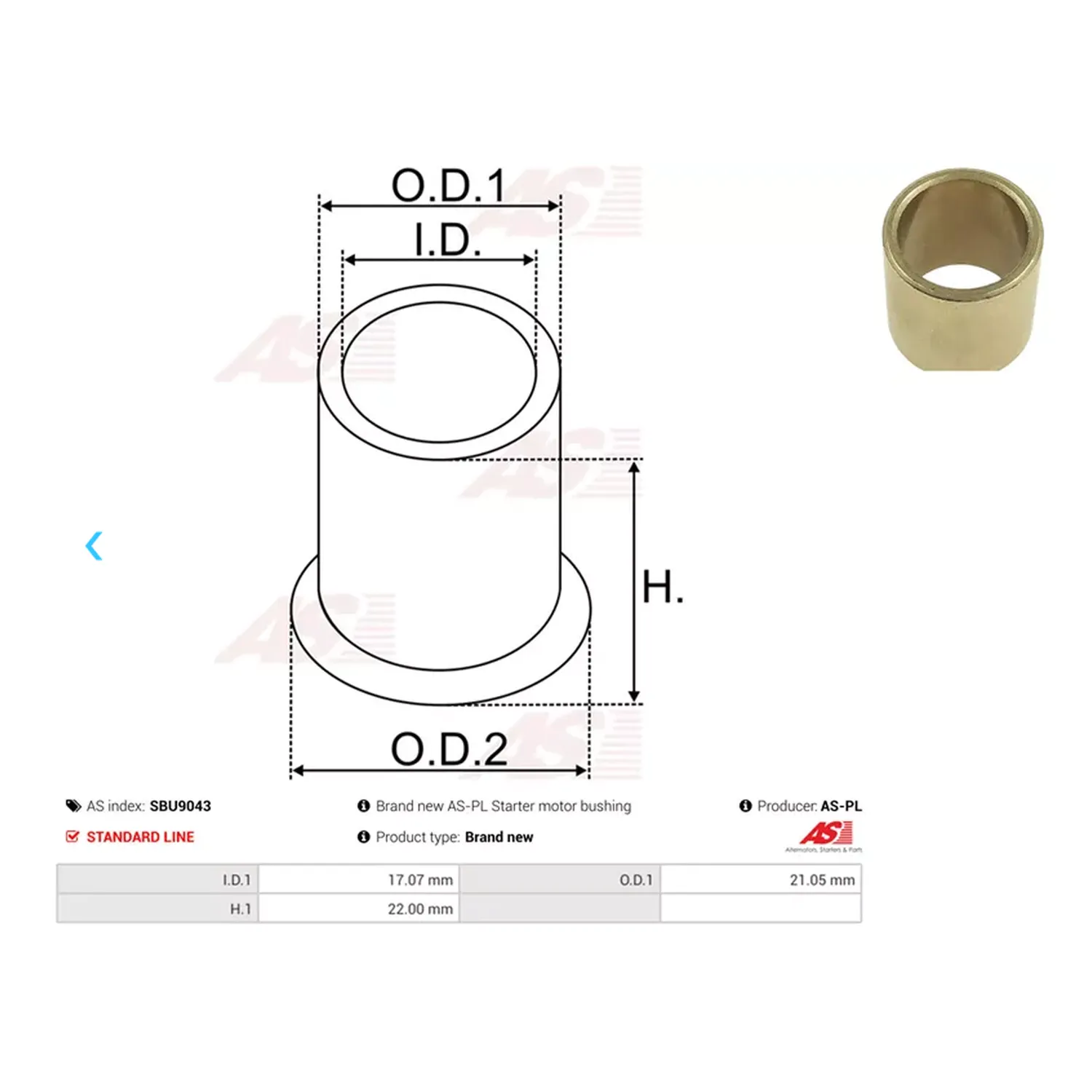 Buchse Starterwelle Anlasser Starter 20,8x17x21,5 für BMW VW Audi Skoda Seat Kia
