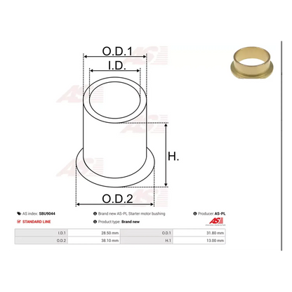 Buchse Starterwelle Anlasser Starter 37,5x28,5 für BMW VW Audi Skoda Seat Kia