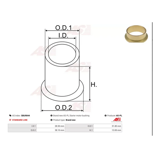 Buchse Starterwelle Anlasser Starter 37,5x28,5 für BMW VW Audi Skoda Seat Kia