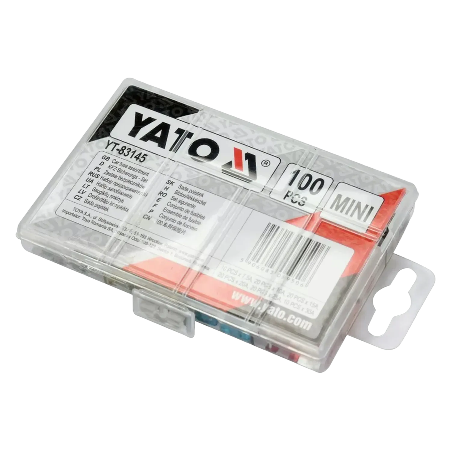YATO YT-83145 Mini Sicherung kleine Set Autosicherung 11mm 100-teilig 7,5-30A