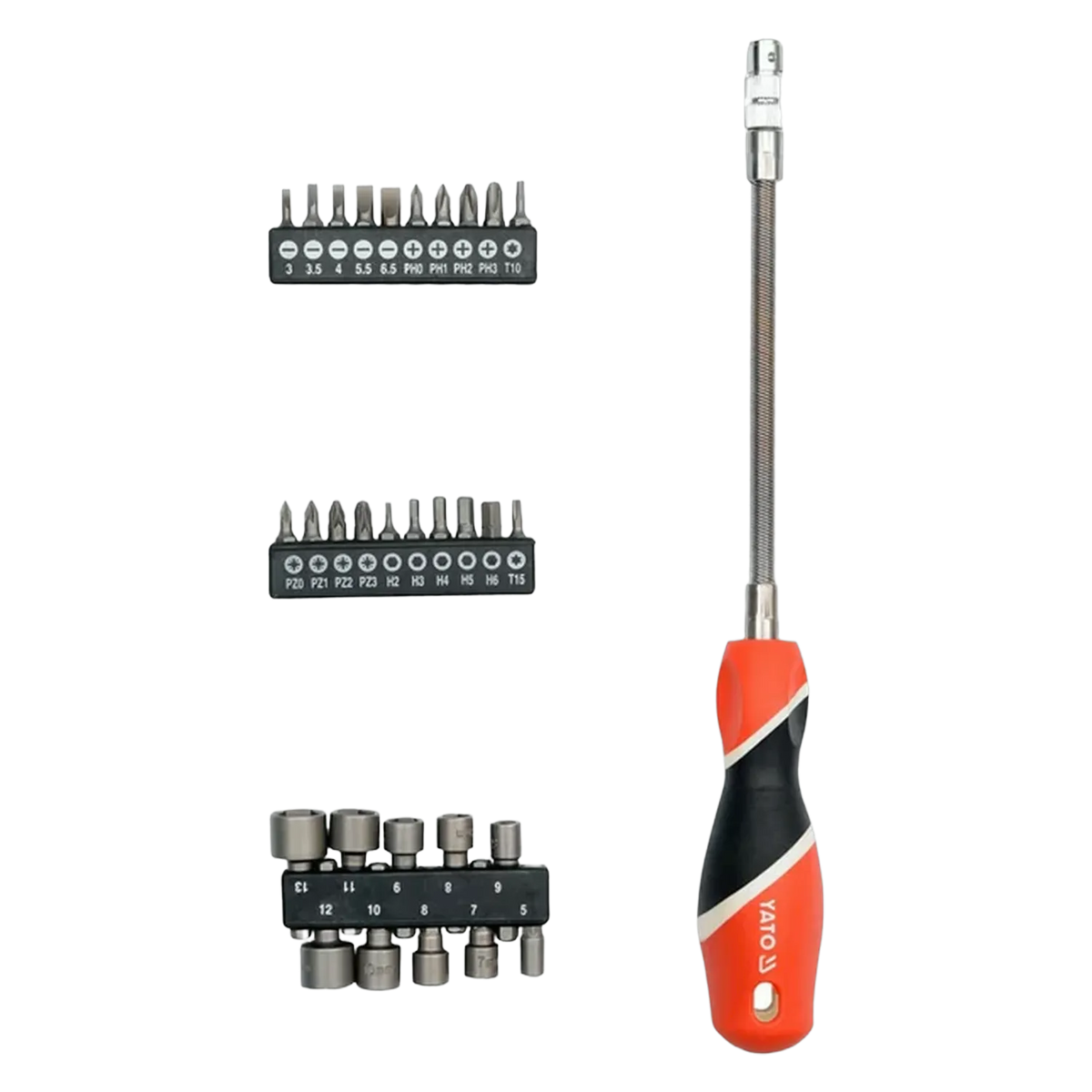 YATO Bit-Set mit flexiblen Schraubendreher Einsatz Kreuz Schlitz Torx 31tlg