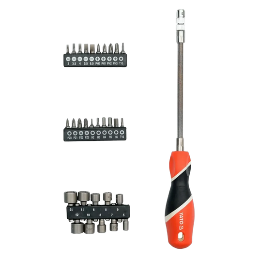 YATO Bit-Set mit flexiblen Schraubendreher Einsatz Kreuz Schlitz Torx 31tlg