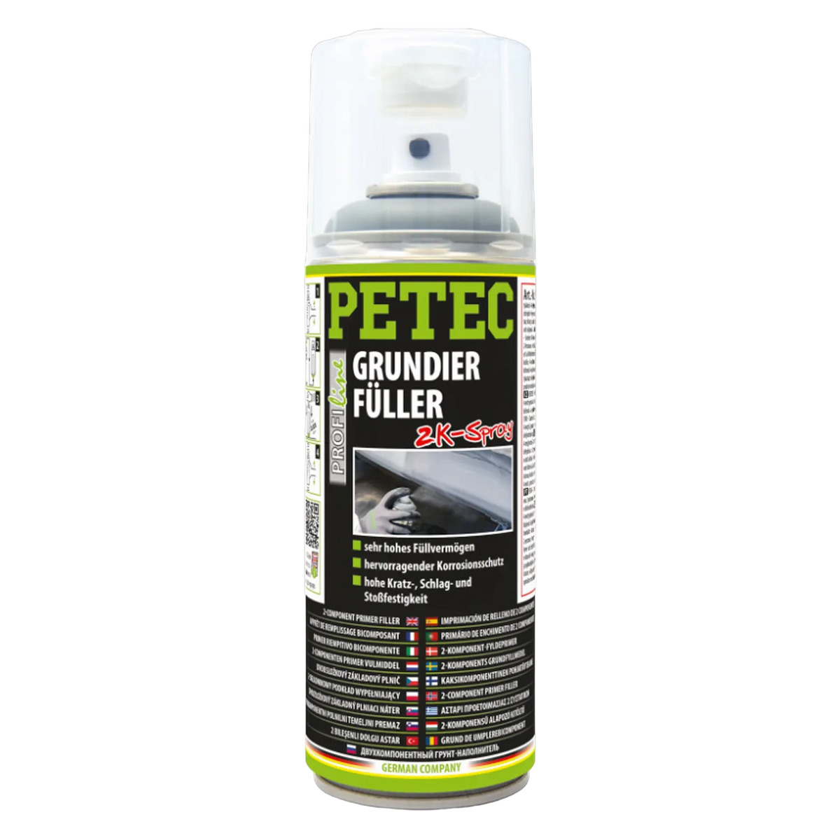PETEC 72240 Grundierfüller 2K Rostschutz Fülller Primer Grau mit Härter 400ml