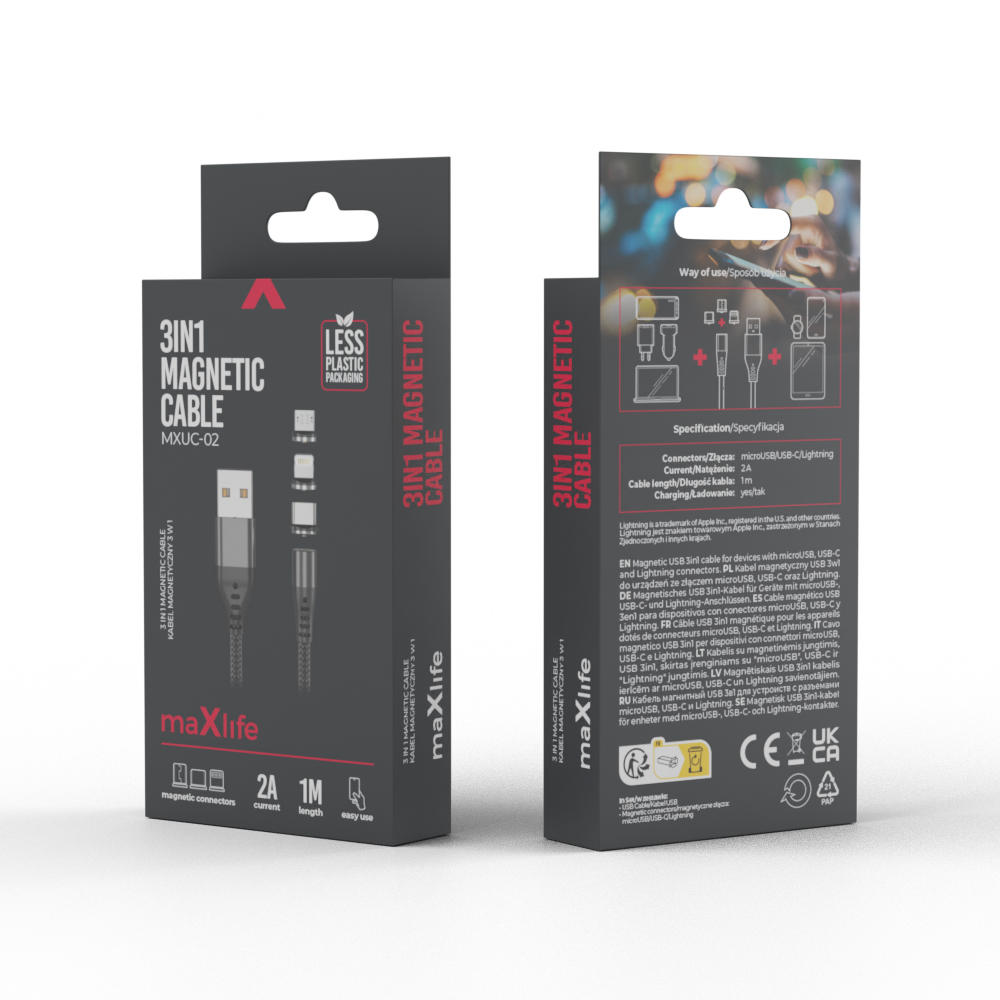 USB Adapter Kabel magnetisch wechselbar USB-C microUSB 8PIN für IPhone 1,0m 2A