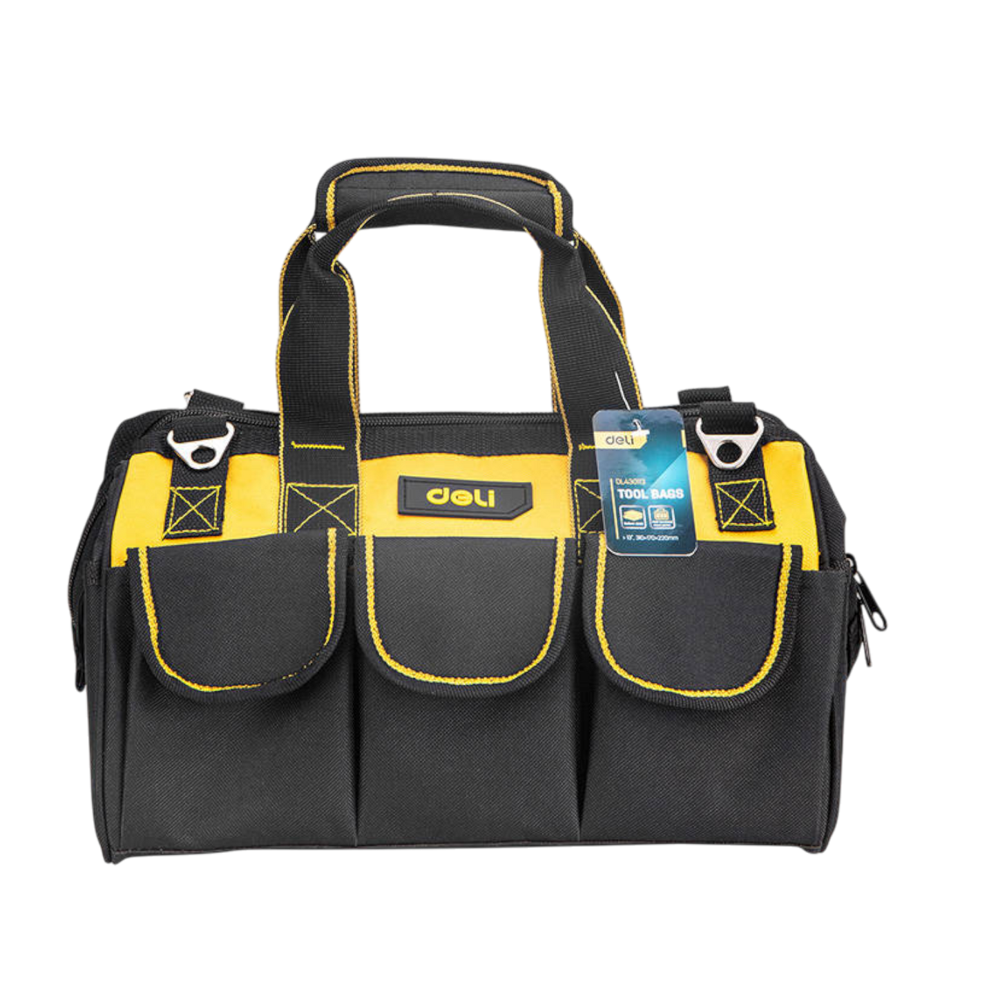 Werkzeugtasche Arbeitstasche Handwerk 31x17x22cm Schwarz Gelb Oxford Gewebe Deli
