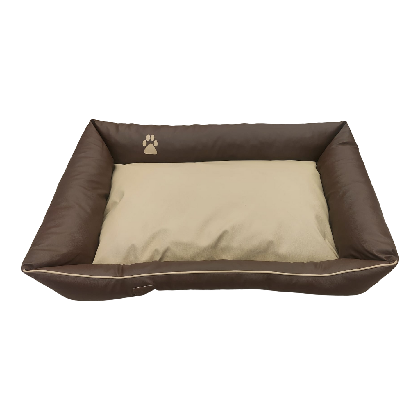 Hundebett Hundekorb Hundekissen Hundesofa Liegeplatz Kunstleder XXL Braun-Beige