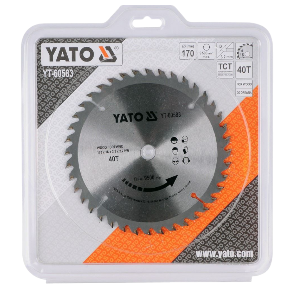 Kreissägeblatt Holzsäge 170x16x3,2x2,2mm 40T TCT Sägeblatt Scheibe 9500min1