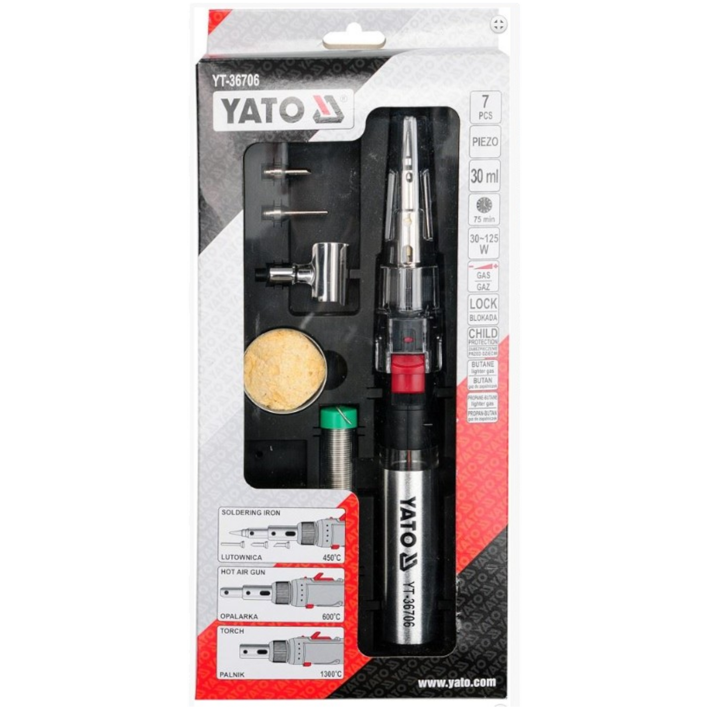 Gaslötkolben Set 450° Heißluftpistole 600° Gasbrenner 1300° 30-125W Butan Propan