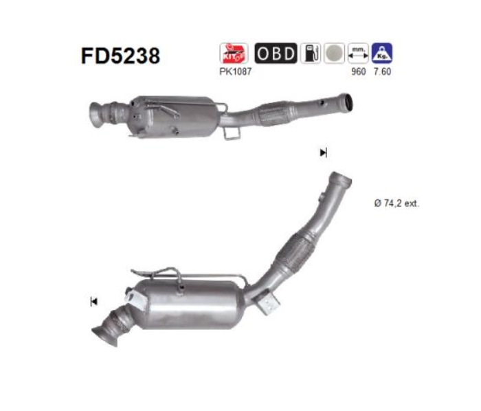 AS Rußpartikelfilter Dieselpartikelfilter für Mercedes Vito 114 116 119 CDI 14-