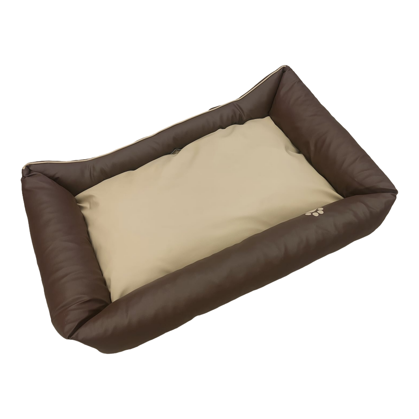 Hundebett Hundekorb Hundekissen Hundesofa Liegeplatz Kunstleder XXL Braun-Beige