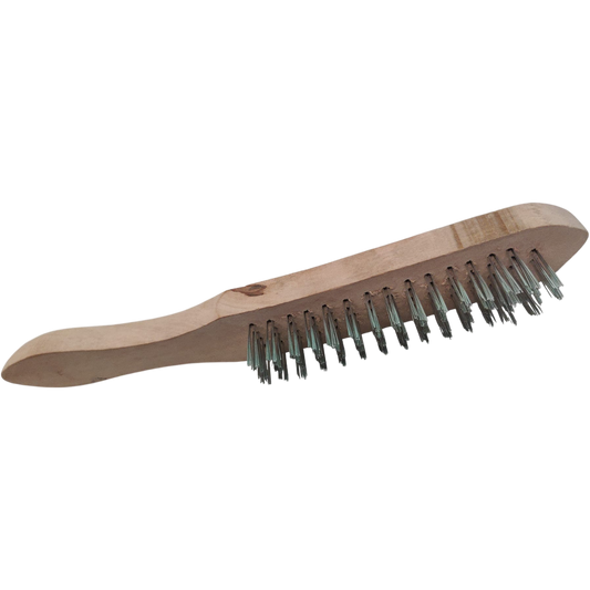 6x Drahtbürste 4-reihig Holzstiel Stahlbürste hochwertig entrosten Metallbürste