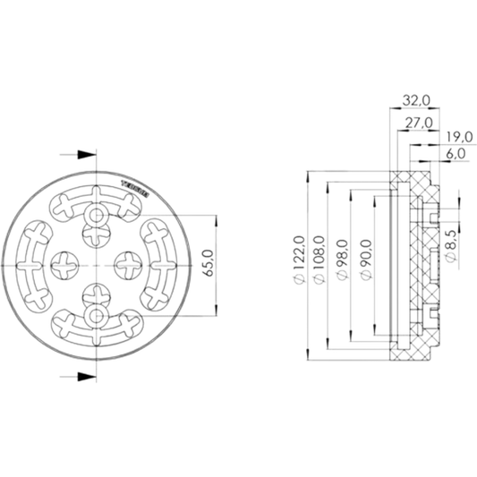 Auflagenteller Gummiteller Auflagepunkt Rangierheber Hebebühne ø 108/122 30 mm