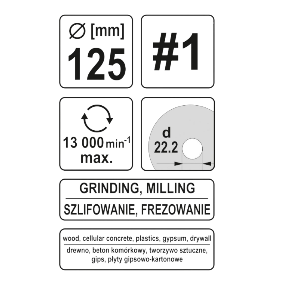 Schleifscheibe Holzraspel 125x22,2mm Raspelscheibe 13000min1 Universalraspel #1