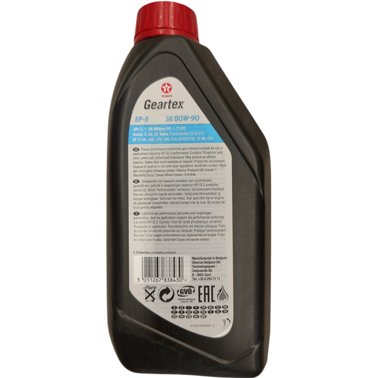1l TEXACO GEARTEX EP-5 80W-90 for Mercedes 235.0 Volvo API GL-5 Bosch ZF G.-oil