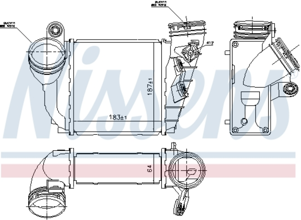 Nissens Ladeluftkühler Kühler Ladeluft Turbokühler Audi A3 1L 1,9TDI AXR 74KW