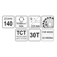 Kreissägeblatt Holzsäge 140x16x2,8x2mm 30T TCT Sägeblatt Scheibe 10000min1