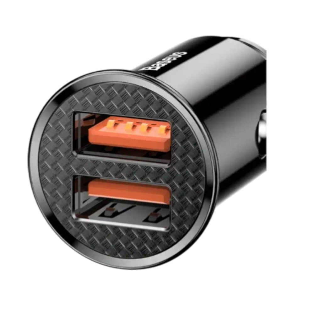 Autoladegerät Ladegerät rund mit 2xUSB QC3.0 5A 30W Schnelllader LED Doppel-USB