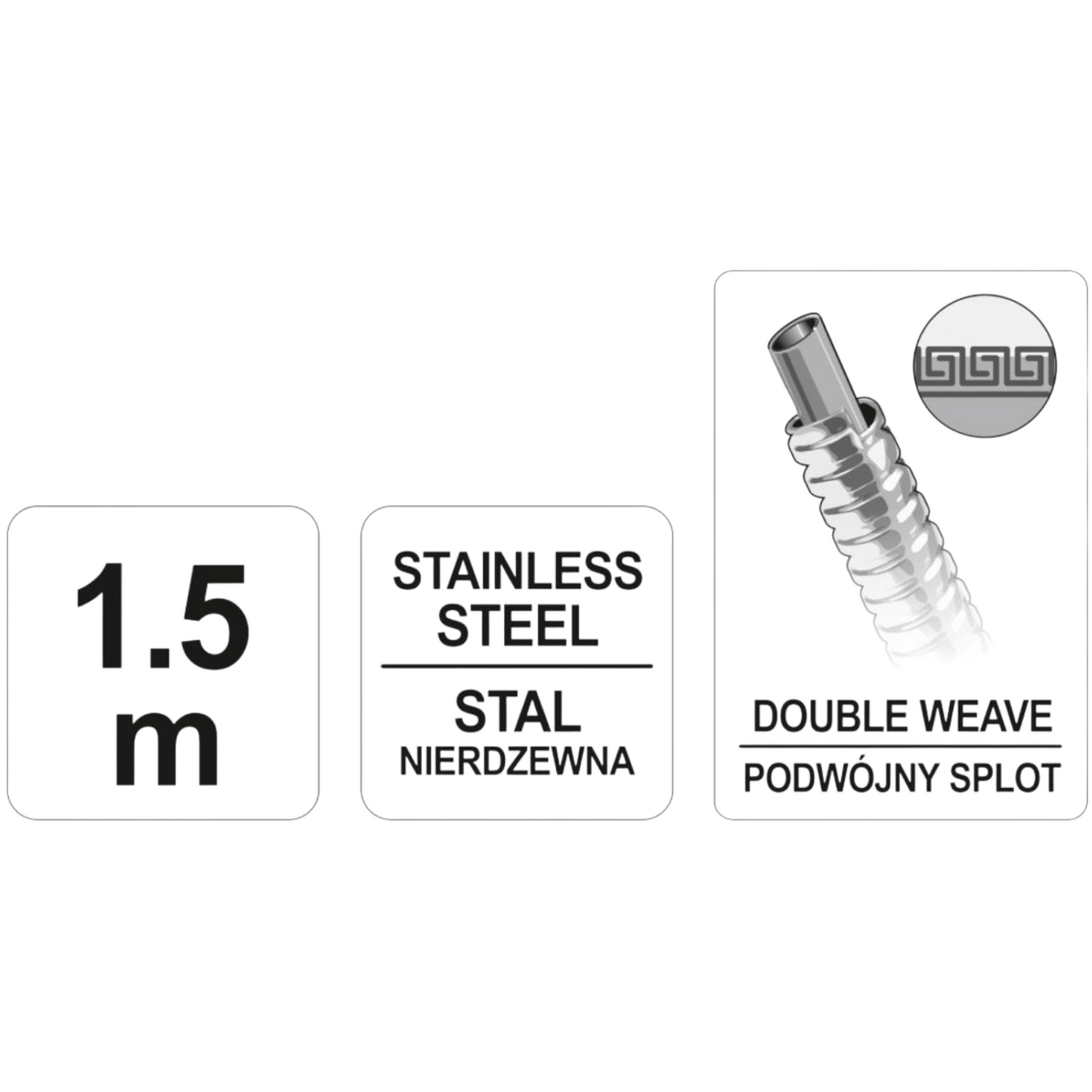 Duschschlauch Brauseschlauch 150cm Edelstahl 1,5m Chrom Standartanschluss 1/2"