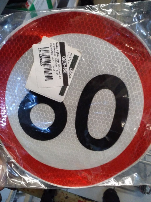 Sin sign 60km/h speed sticker red/white warning shield reflective