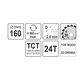 Kreissägeblatt Holzsäge 160x30x2,8x2mm 24T TCT Sägeblatt Scheibe 9500min1