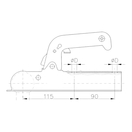 Zugkugelkupplung Rundrohr 50mm Kugel-Kupplung Anhänger Trailer Zugmaul Klaue 5cm