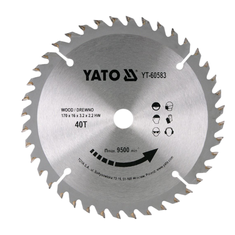 Kreissägeblatt Holzsäge 170x16x3,2x2,2mm 40T TCT Sägeblatt Scheibe 9500min1