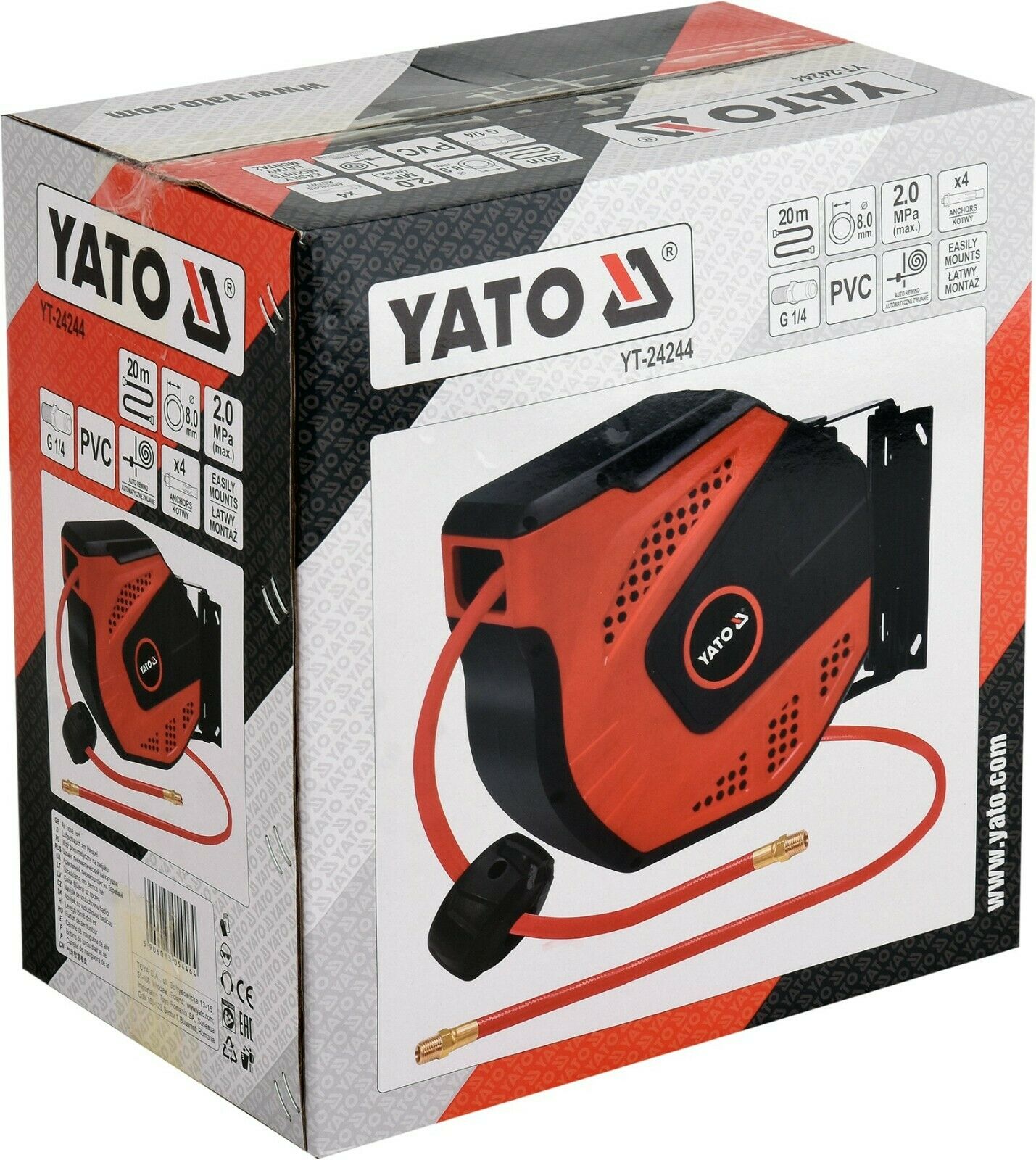 Yato Druckluft Schlauchtrommel 1/4" 8mm Automatik Schlauchaufroller 20m Spule - Flex-Autoteile