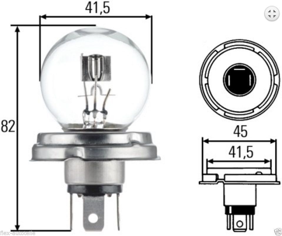 R2 Bilux Scheinwerferlampe Kugellampe Lampe Glühbirne Glühlampe 12V 40/45W