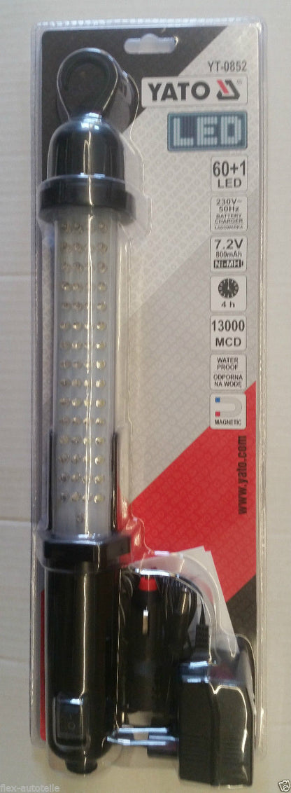 Yato Profi 60 LED Arbeitslampe Handlampe Stablampe Werkstattleuchte Magnet Akku