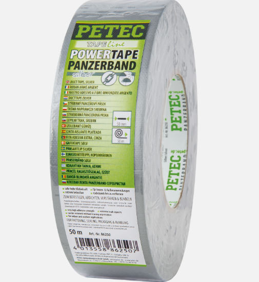 PETEC 86250 Power Tape Panzerband Klebeband Gewebeband Gaffer silber 50m x 50mm