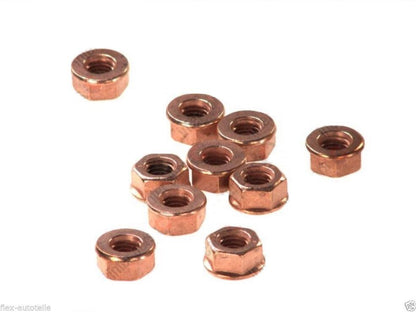 10x 17er Kupfermutter mit Bund M10 x 1,5 Krümmer Auspuff DIN267 CU Mutter Kupfer